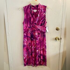 NWT STUDIO 1 sleeveless pink and purple knee length dress in size 14